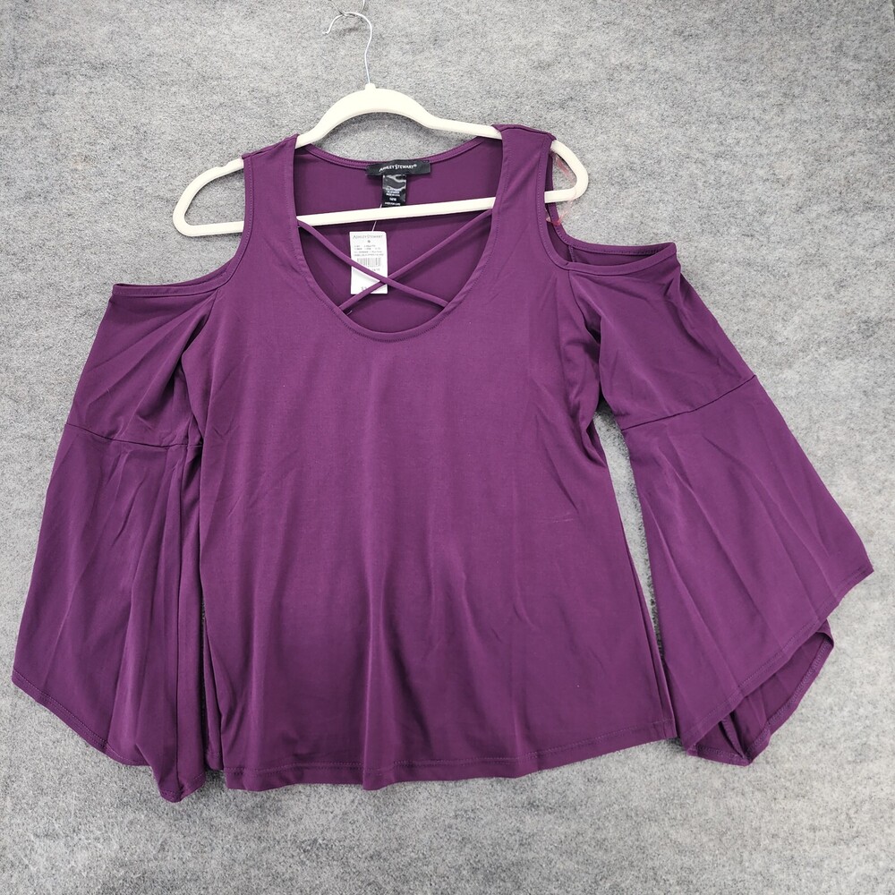 Ashley Stewart Shirt Womens 14/16 Cold Shoulder Purple